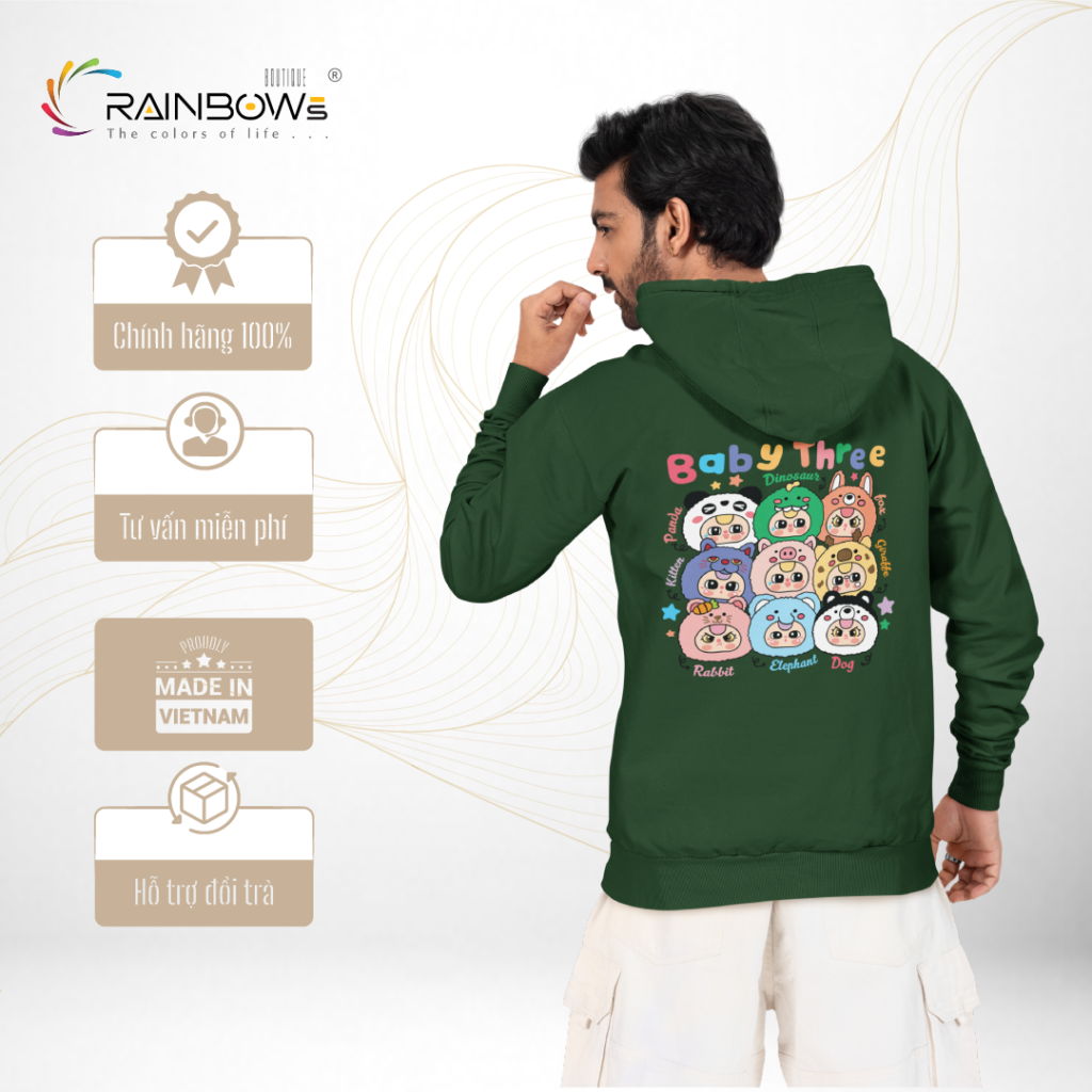 áo hoodie in hình baby three cực đẹp và ngầu